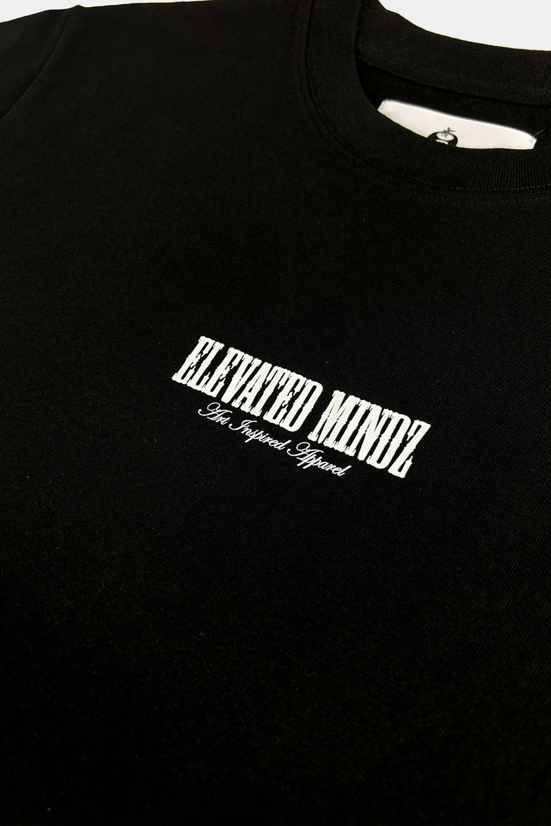ELEVATED ART INSPIRED TEXT T-SHIRT BLACK