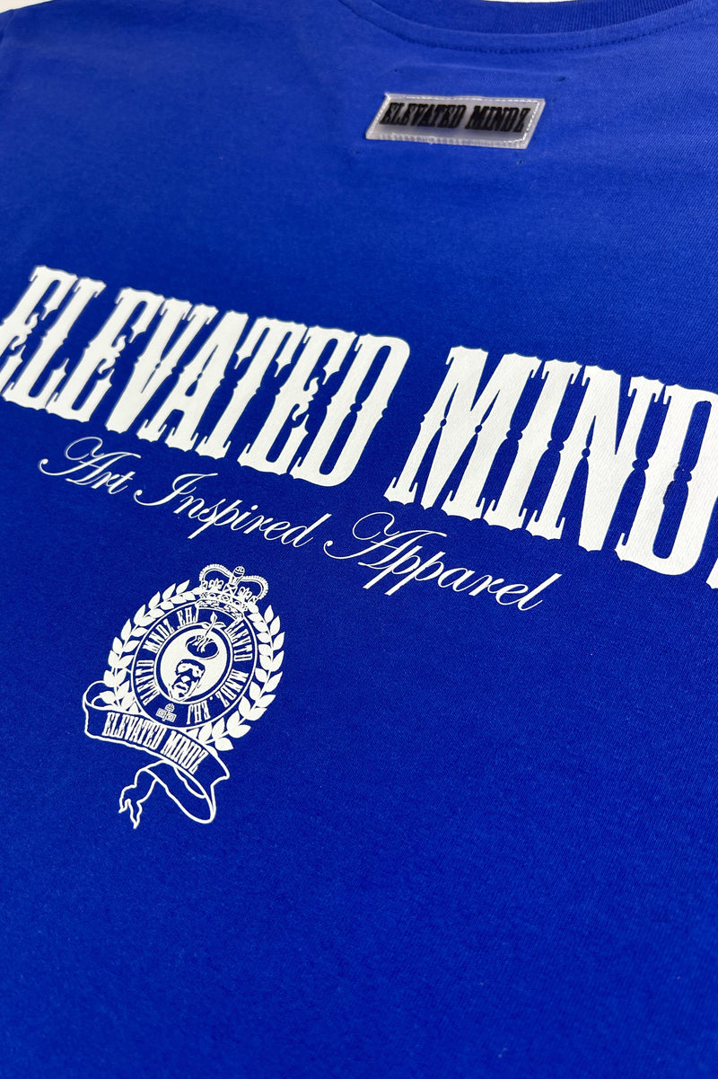 ELEVATED ART INSPIRED TEXT T-SHIRT BLUE ROYAL