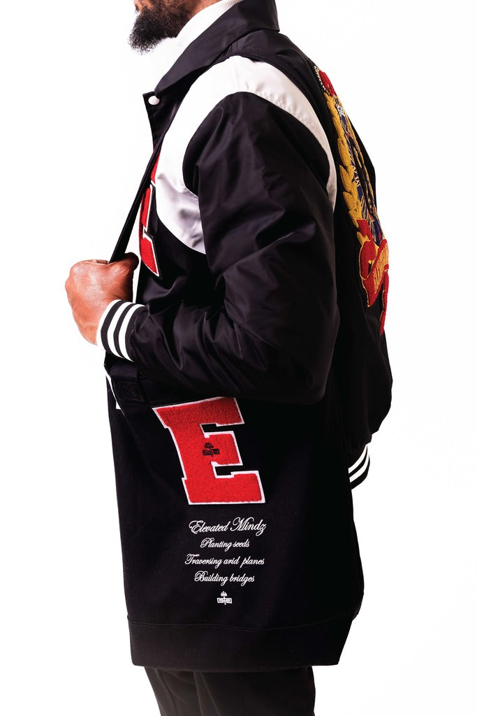THE ELEVATED VARSITY CHENILE TOTE BAG.
